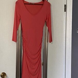 Guess Peach Bodycon Dress with Ruched Sides